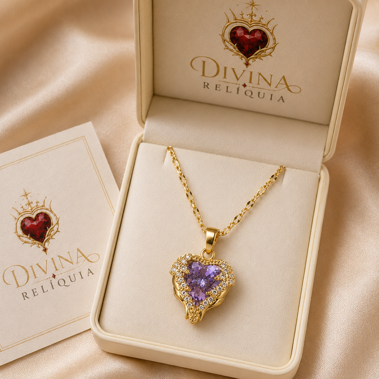 Colar Coração Celestial de Maria — Divina Relíquia - Colar feminino dourado com significado Divina Relíquia